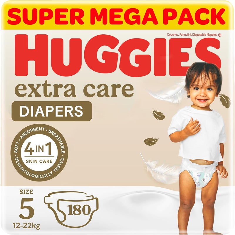 Huggies Extra Care, Size 5, 12 -22 kg, Super Mega Pack, 180 Diapers - Image 1
