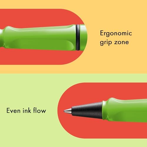 Lamy safari green - Rollerball Pen with ergonomic grip & line width M - for pleasant long writing - made of robust ASA plastic - including rollerball refill M 63 in blue - Image 3