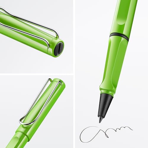 Lamy safari green - Rollerball Pen with ergonomic grip & line width M - for pleasant long writing - made of robust ASA plastic - including rollerball refill M 63 in blue - Image 2