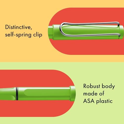 Lamy safari green - Rollerball Pen with ergonomic grip & line width M - for pleasant long writing - made of robust ASA plastic - including rollerball refill M 63 in blue - Image 4