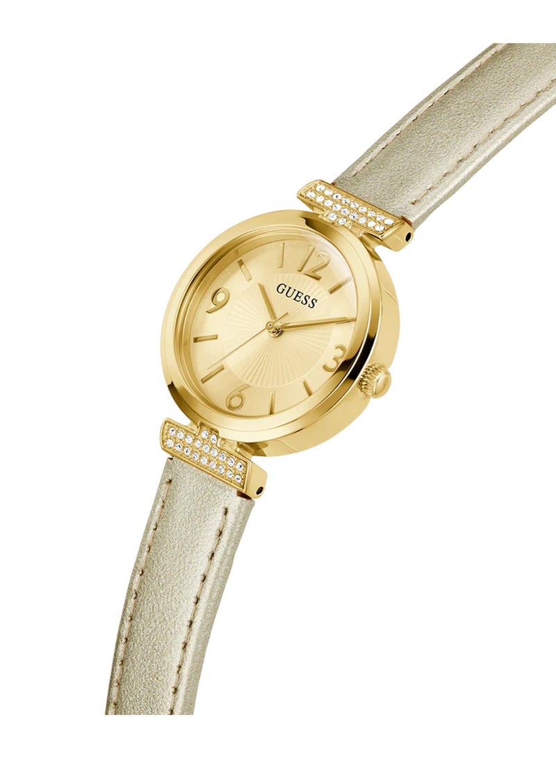 GUESS Array Ladies Gold Tone Analog Leather Strap Watch GW0614L2 - 28mm - Image 2
