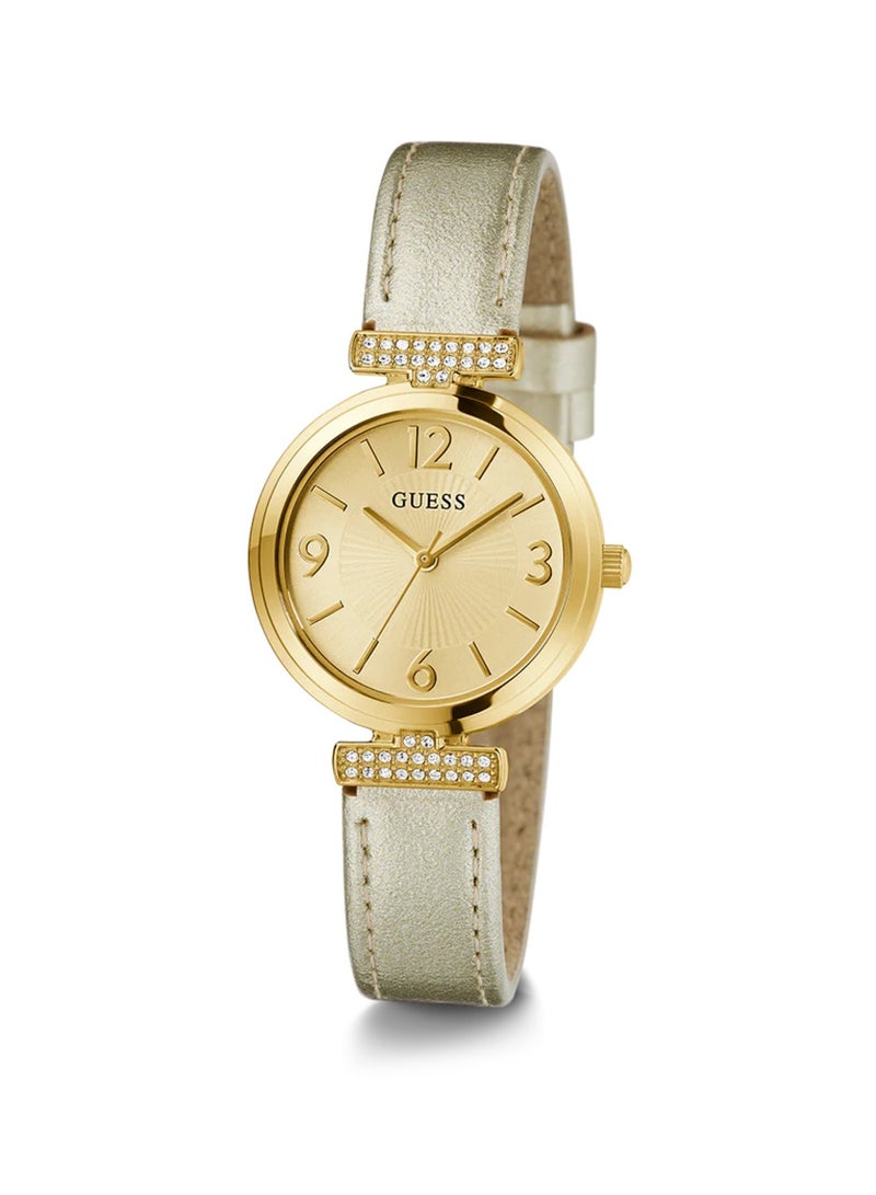 GUESS Array Ladies Gold Tone Analog Leather Strap Watch GW0614L2 - 28mm - Image 5