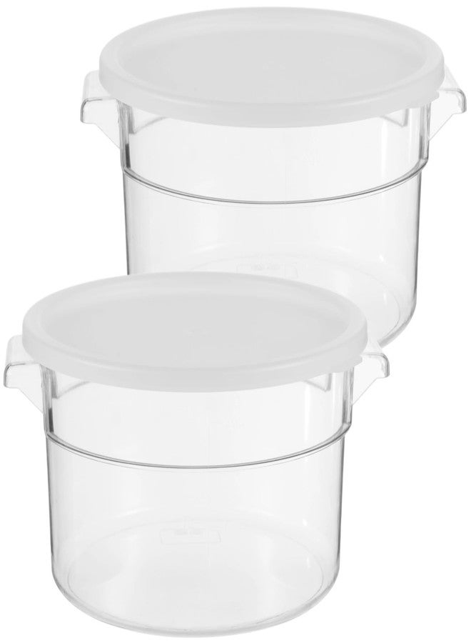 Varku 2 PCS Round Food Storage Containers with Lids, 2 Qt Clear Plastic Dough Bucket with Scale, Airtight Transparent Kitchen Container with Handles for Vegetables, Fruits, Grains, Nuts - Image 2