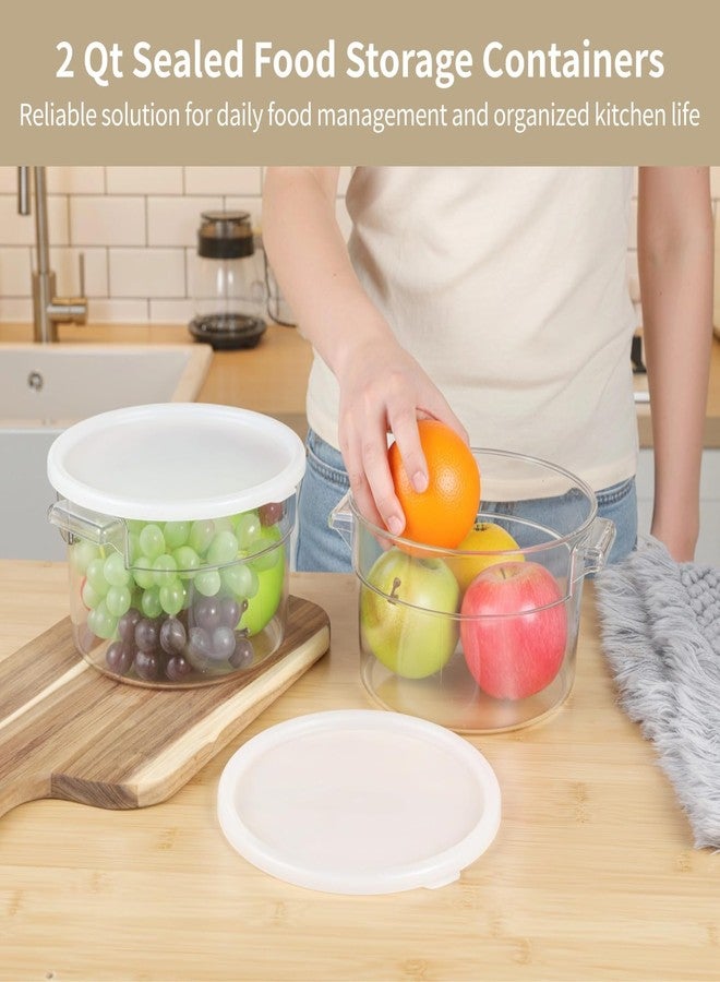 Varku 2 PCS Round Food Storage Containers with Lids, 2 Qt Clear Plastic Dough Bucket with Scale, Airtight Transparent Kitchen Container with Handles for Vegetables, Fruits, Grains, Nuts - Image 3