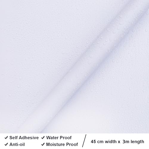 RedChimes Self Adhesive Waterproof Wallpaper White Wall Sticker for Living Room Hall Bedroom Decoration Polyvinyl Wallpaper Vinyl PVC Wall Stickers 45 x 304 cm - Image 5
