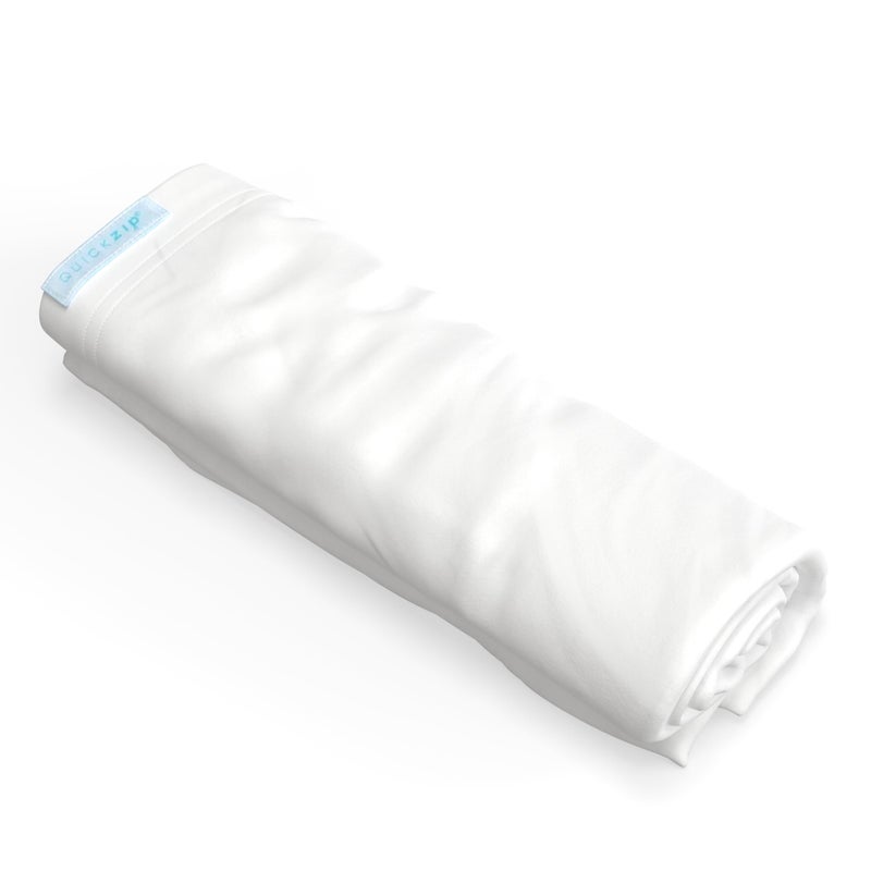 QuickZip Crib Extra Zip-On Sheet (SecureFit Wraparound Base Not Included) - Faster, Safer, Easier Baby Crib Sheets - White 100% Cotton - Fits All Standard Crib Mattresses - Image 1
