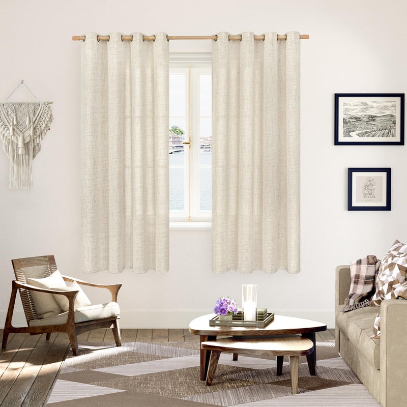 YoungsTex Linen Curtains 72 Inches Long for Living Room 2 Panels, Cream Semi Sheer Drapes with Bronze Grommet Light Filtering Rustic Window Treatments for Bedroom Dining Room, 52 x 72 Inch, 2 Panels - Image 2