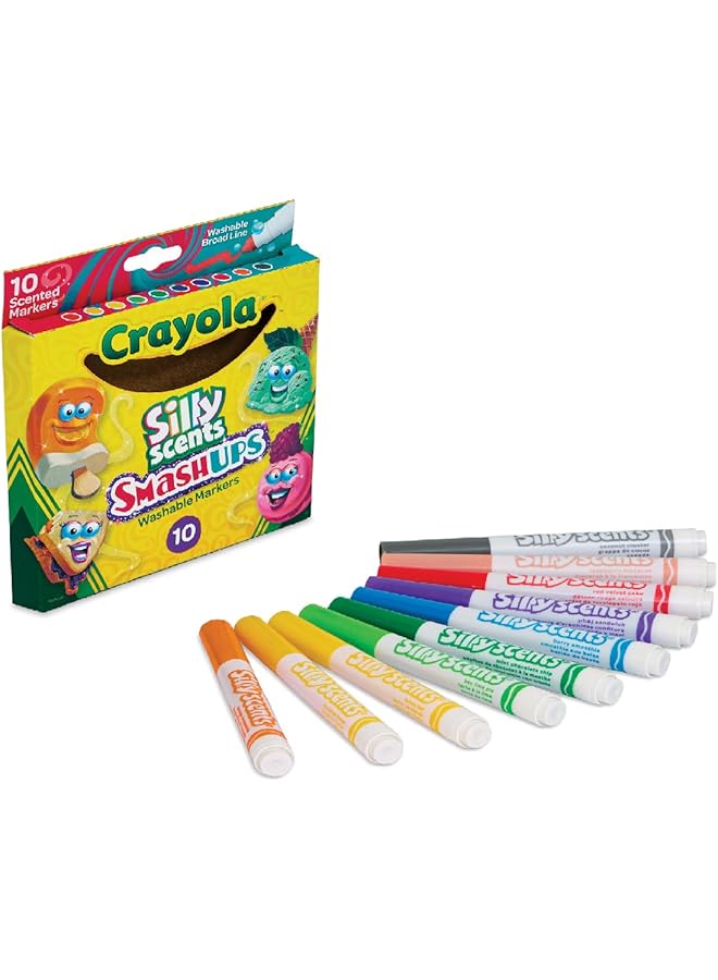 Crayola 10 Ct Silly Scents Smash Ups Broad Line Washable Markers - Image 1