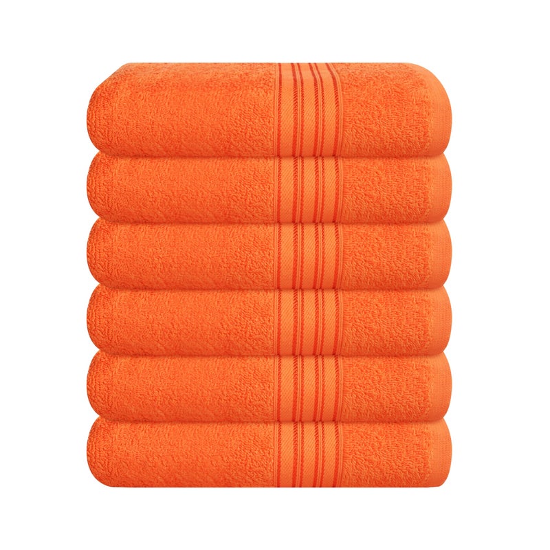 Boutiquo Ultra Soft Cotton 6 -piece Tand Towel Set 16 × 24 بوصة مثالية للاستخدام في المطبخ الحمام سبا والتنظيف العام المدمج والمناشف اليدوية متعددة الأغراض خفيفة الوزن - برتقالي - Image 1