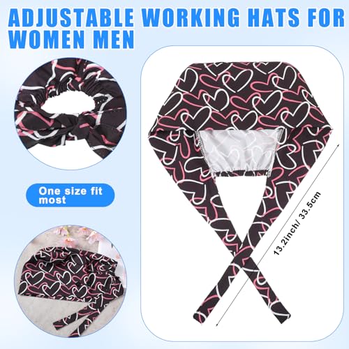 Unittype 4 Pcs Nurse Caps for Women Nursing Working Caps with Button and Sweatband Adjustable Elastic Scrub Hats for Dentist (Charming Style) Multicolored - Image 4