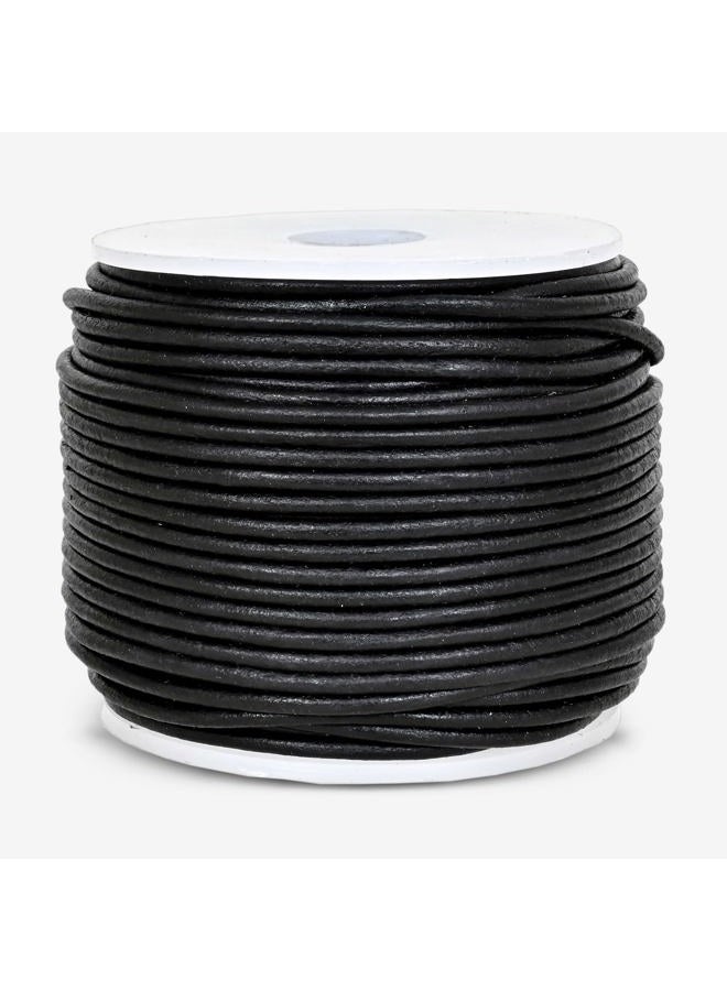GENIQUE Real/Genuine Round Leather String Cord for Necklace, Bracelets, Jewelry, Kumihimo Braiding, DIY Projects (20 Metres) (1.5mm, Black Distressed) - Image 2