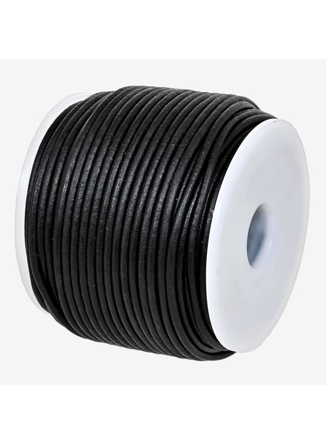 GENIQUE Real/Genuine Round Leather String Cord for Necklace, Bracelets, Jewelry, Kumihimo Braiding, DIY Projects (20 Metres) (1.5mm, Black Distressed) - Image 1