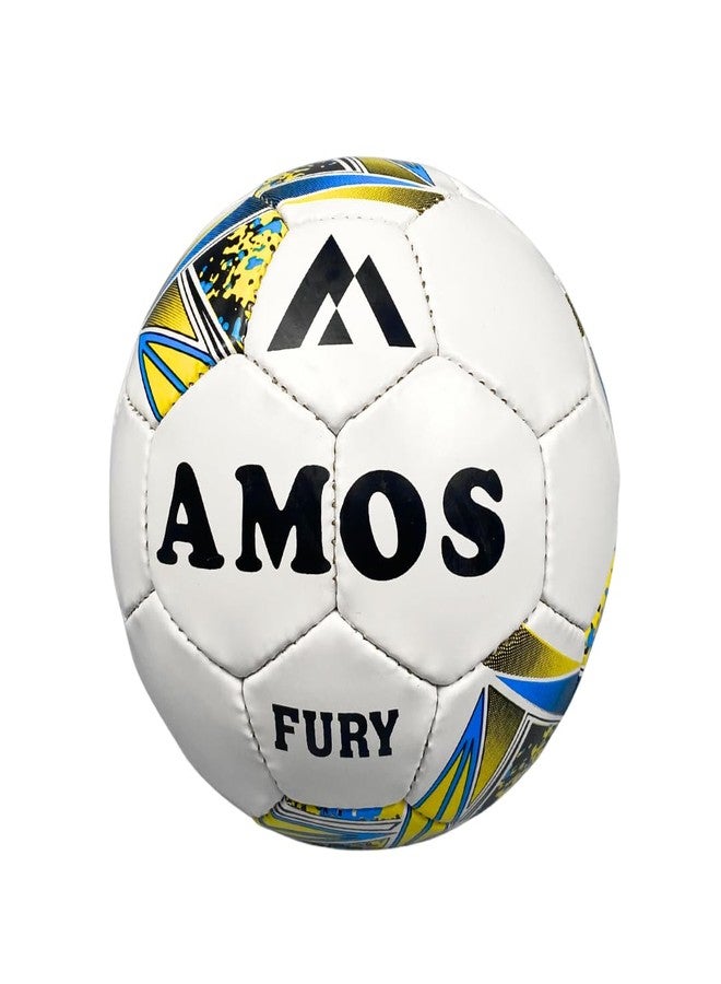 آموس كرة قدم تدريبية من نوع AMOS Fury، مقاس 5، كرة قدم متينة مخيطة يدويًا، مناسبة لجميع الأسطح والظروف الجوية، للأعمار من 13 عامًا فما فوق، للتدريب المنتظم والشديد؛ مطابقة لمعايير FIFA - Image 2