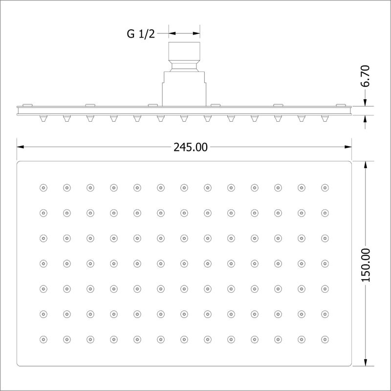 AURIGA Overhead Rain Shower | 245mm x 150mm | Rectangle shape | Single Flow | Easy Clean Silicon Nozzles | Stainless Steel 304 | Corrosion Resistant | Easy Installation | 100% openable | SMR200 - Image 3