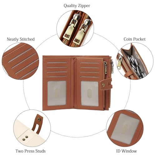GAEKEAO Small Wallets for Women RFID Blocking Leather Trifold Clutch Wallet Credit Card Holder Wallet Card Case Purse with ID Window - Image 5