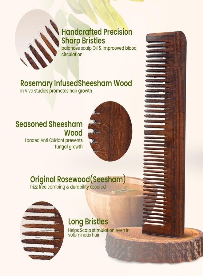 Organic B Indian Rosewood Comb Set |3 Pcs |Dual + Tail + Wide Teeth | Rosemary Infused | Handmade Comb for Men & Women | Anti-Frizz, Detangling & Gentle Scalp Care - Image 3