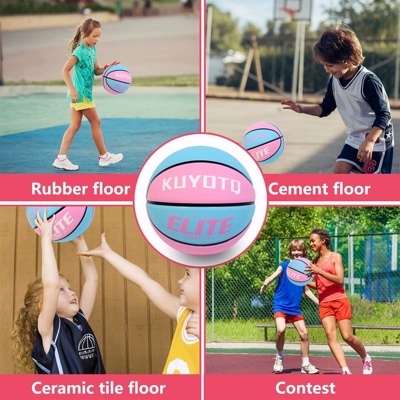 KUYOTQ Kids Youth Size 5 (27.5") Elite Girls Basketball Premium Rubber Indoor Outdoor Game Gym Training Competition Sports Official Basketballs Gifts for Girls (Deflated,Without Pump) - Image 4