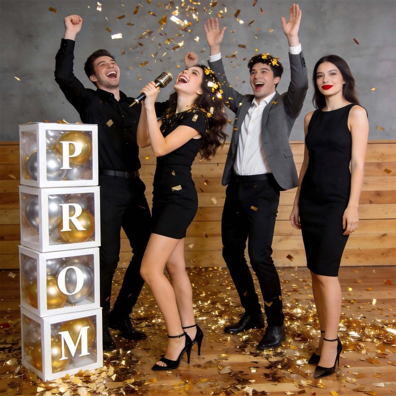 Ledido 2026 Graduation Balloon Boxes Decorations, 4 Pieces White Clear Grad Balloon boxes with Letters, Class of 2026 Graduation Party Supplies for College, High School, Prom, Birthday, Baby Shower - Image 5