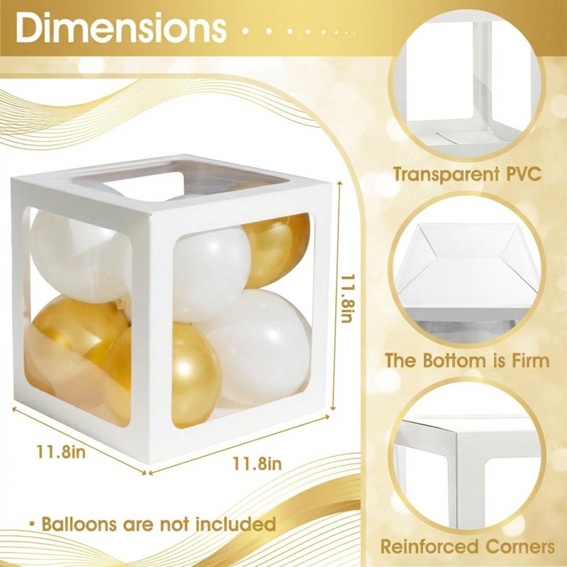 Ledido 2026 Graduation Balloon Boxes Decorations, 4 Pieces White Clear Grad Balloon boxes with Letters, Class of 2026 Graduation Party Supplies for College, High School, Prom, Birthday, Baby Shower - Image 3