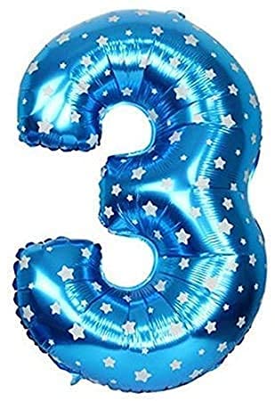 flavouredlove 16 inch Three Foil Number Air or Helium Balloon Party Decoration Blue hearts Pack of 1 | 3 Year No. Balloons Birthday/Anniversary (Blue hearts Number 3) - Image 5