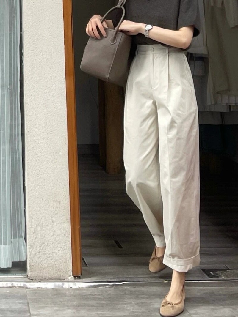 White Narrow Casual Suit Pants Women'S Thin French High-End High-Waist Wide-Leg Pants Straight Pants - Image 2