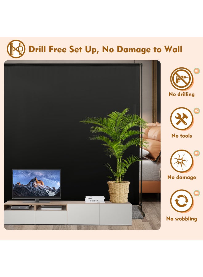 شاشة الخصوصية مقسمة الغرفة ، 73 "W X 75" H لوحة تقسيم مستقلة مع إطار معدني و نسيج بوليستر ، فاصل غرفة رمادي قابل للتعديل للارتفاع لتحسين مساحة غرفة النوم للمكتب المنزلي - Image 2