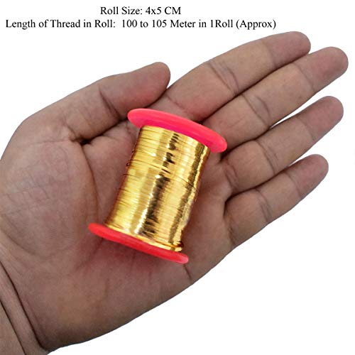 Embroiderymaterial Metallic Strip Mukaish Metal Thread for Craft and Embroidery 1 Roll (Gold, 1MM, 100 Mtrs) - Image 3