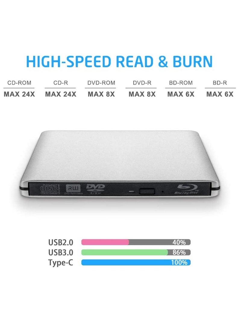 Generic - External USB3.0 Optical DVD Drive BD-RE 3D Blu-Ray Reader for Windows/MAC OS (Blu-ray burner) - Image 1