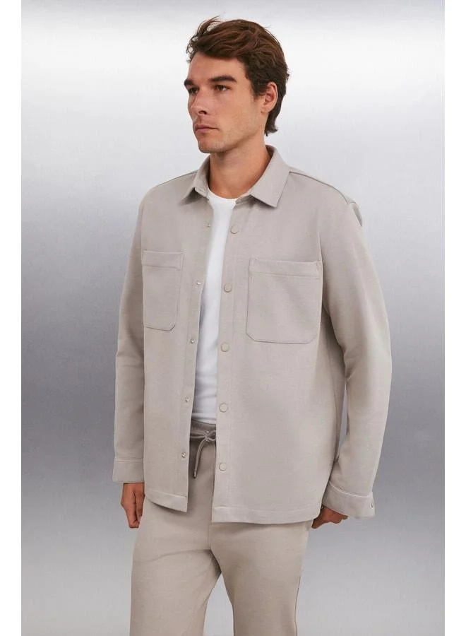 GRIMELANGE DERIAN Men's Comfort Fit 2-Pocket Snap Button Vizon Shirt.