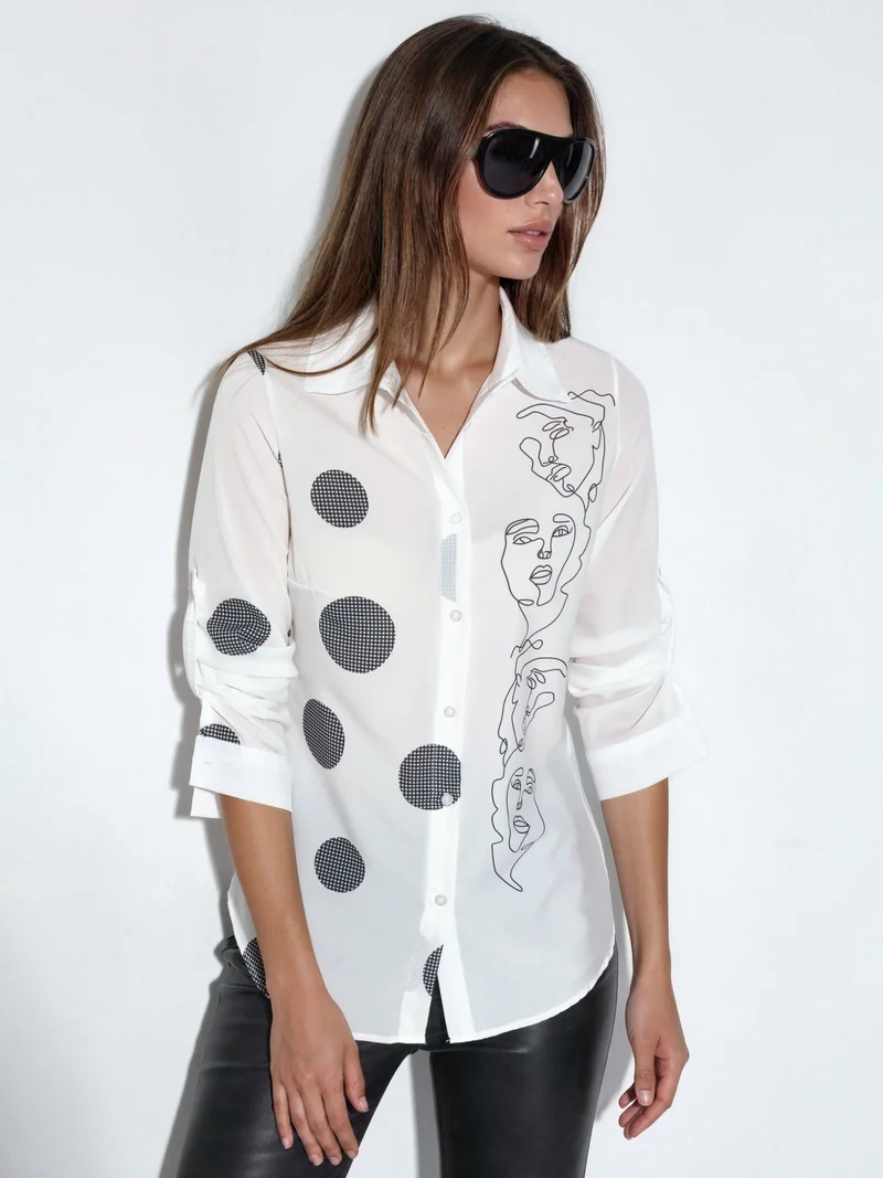 Jennyfer Polka Dot Crepe Shirt