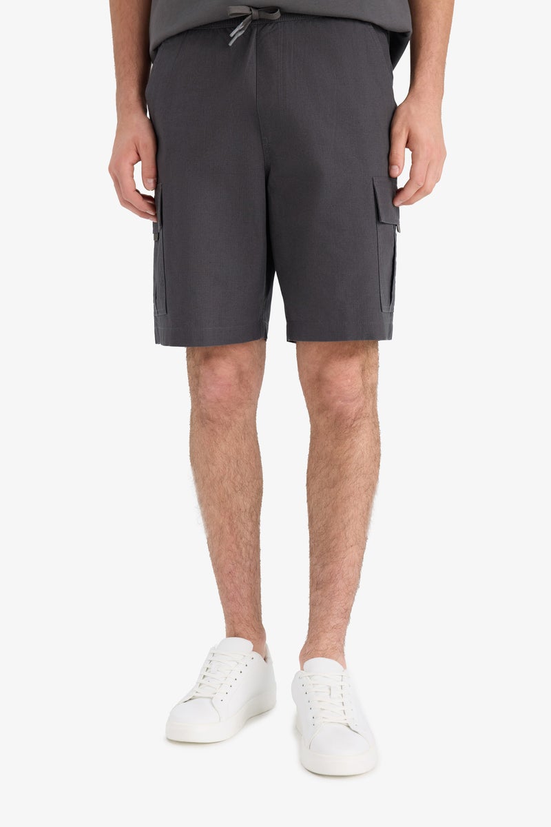 DeFacto Grey Man Cotton Relax Fit Bermuda Shorts Casual - Image 1