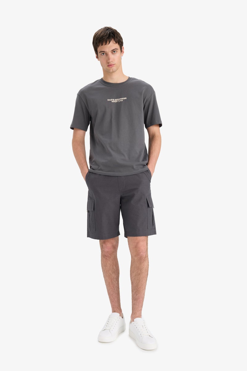 DeFacto Grey Man Cotton Relax Fit Bermuda Shorts Casual - Image 2