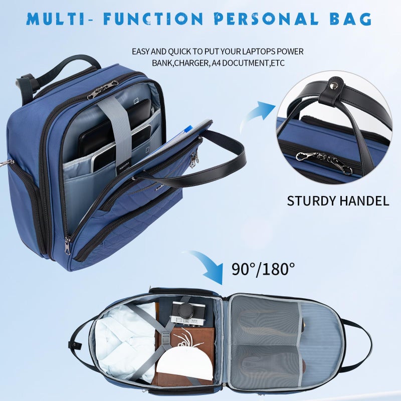 KROSER Carry On Underseat Multi-functional, 16-inch Underseater Lightweight Overnight Suitcase for Women, Haze Blue - Image 5