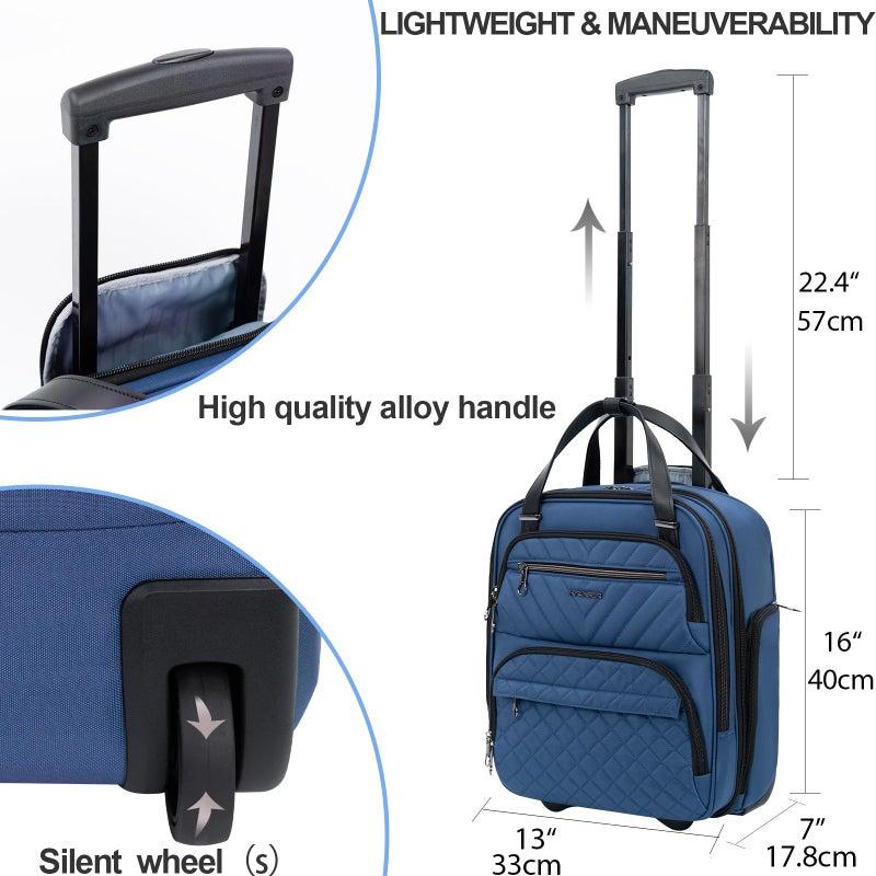 KROSER Carry On Underseat Multi-functional, 16-inch Underseater Lightweight Overnight Suitcase for Women, Haze Blue - Image 3