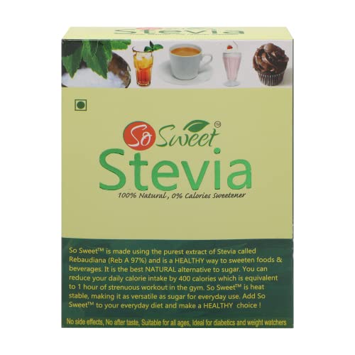 So Sweet Stevia Sachets, 50 Sachets, Zero-Calorie, 100% Natural Sweetener, Sugar-Free, Perfect for Sweetening Drinks, Tea, Coffee, Ideal for Weight Management & Diabetic-Friendly Diets - Image 1