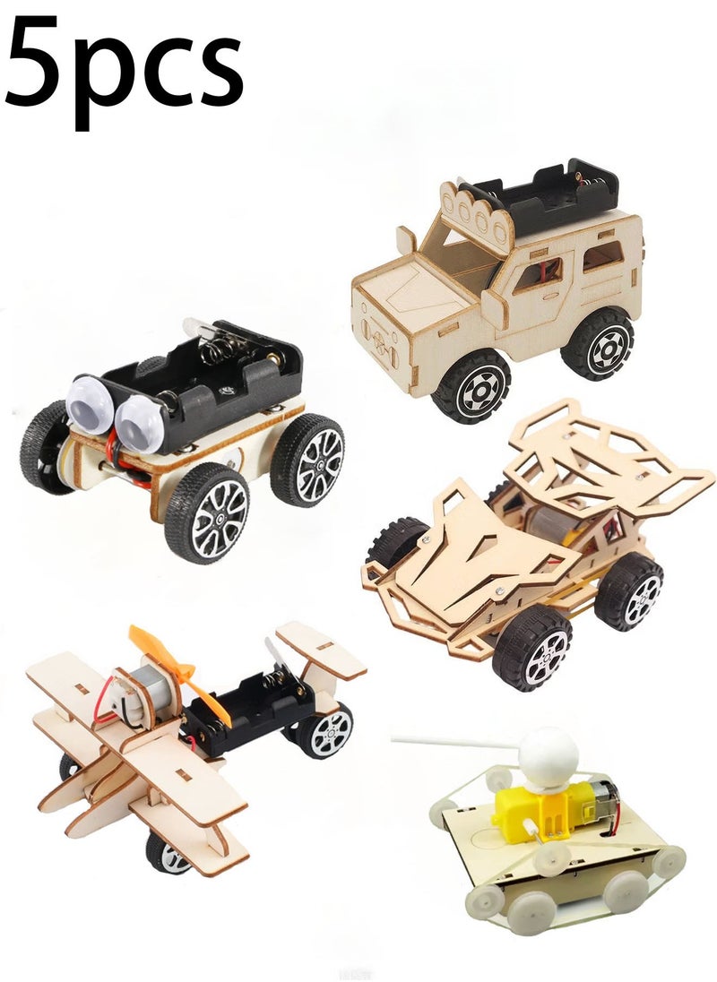 Ailily 5 in 1 STEM Kits for Kids Age 4-10, Science Building Projects Craft for 4-12, Model Car Kits, Toys for Ages 4-13, Wooden 3D Puzzles, Birthday Gifts for 7 8 9 10 11 12 13 Year Old Boys and Girls  - Image 1