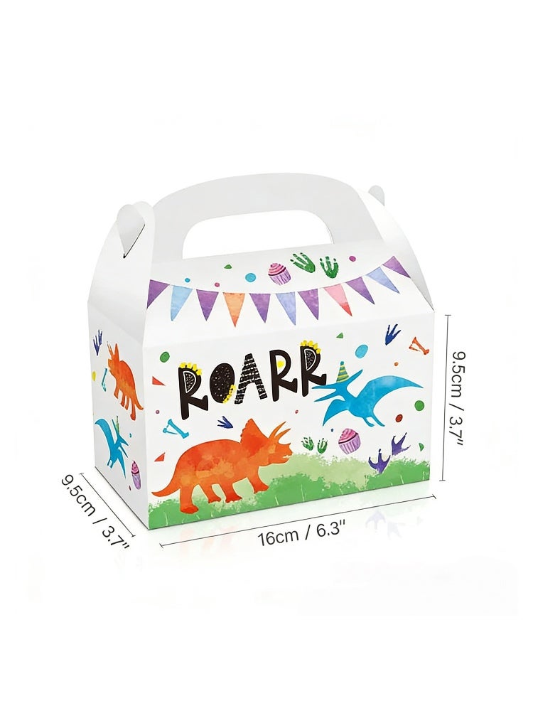 مجموعة علب هدايا حلوى على شكل ديناصورات — 12 حقيبة هدايا لحفلات أعياد الميلاد للأطفال، بتصميمين فريدين 16*9.5*9.5 سم - Image 2