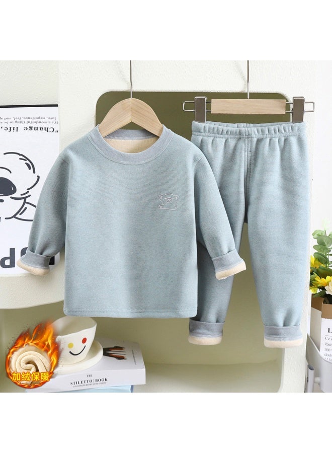 Children's Thermal Intimates Set, Baby's Austrian Velvet Thickeneded Autumn Clothes And Long Trousers, Medium And Large Kidsren's Boneless Velvet Autumn And Winter Pajamas