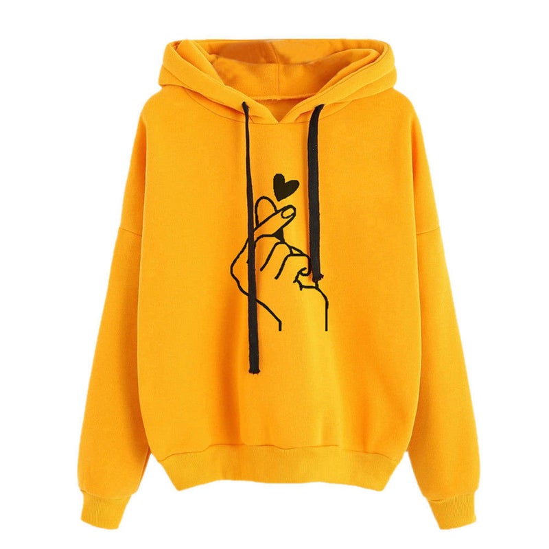 Casual Printed Hoodie Sweatshirt for Women OUA49608 Yellow  - Image 1