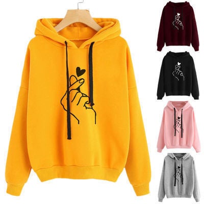 Casual Printed Hoodie Sweatshirt for Women OUA49608 Yellow  - Image 4