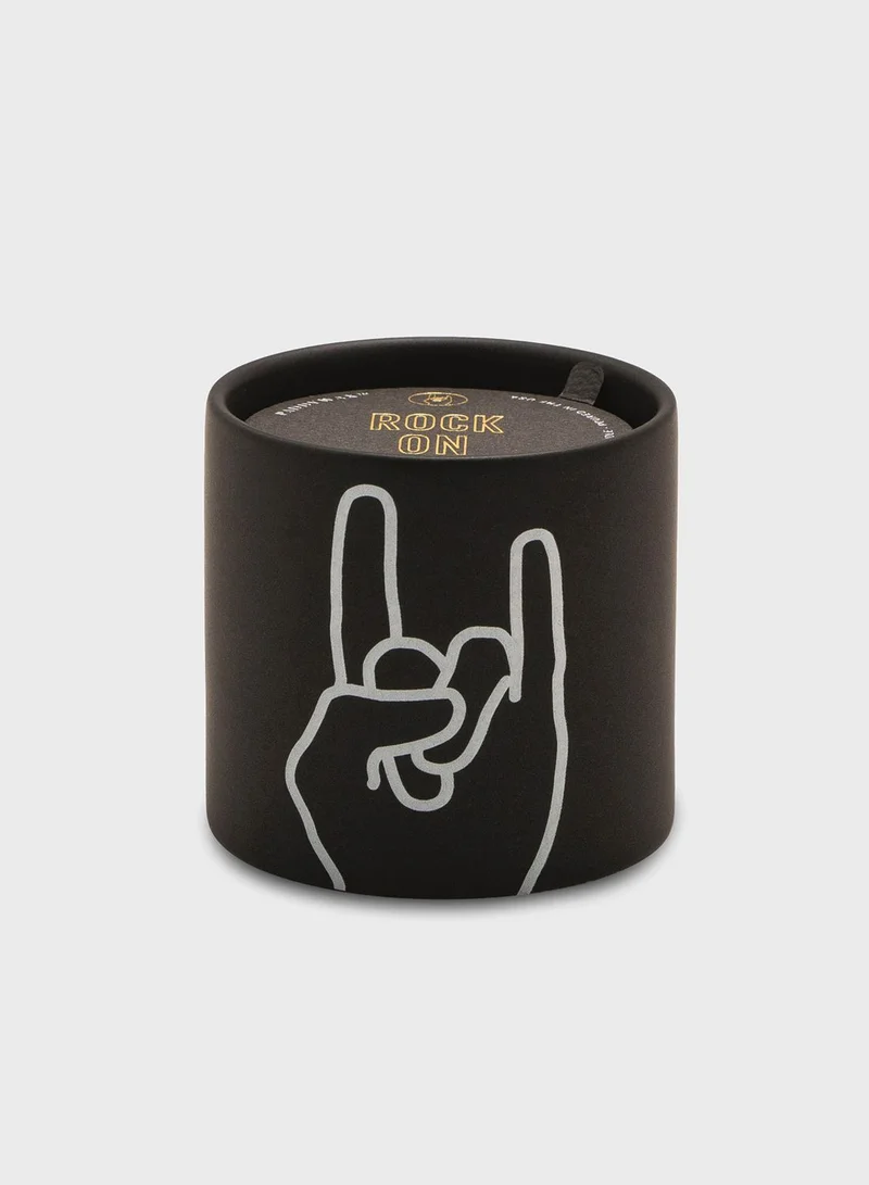 Paddywax Impressions Ceramic Candle 163g - Black - Rock On - Leather and Oakmoss