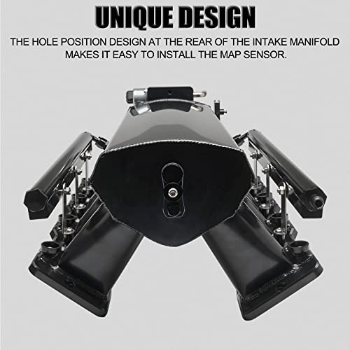TEMSONE 92MM Intake Manifold Sheet Metal Fabricated EFI with Fuel Rails and Throttle Body & Throttle Position Sensors TPS IAC Compatible with Chevrolet GMC Pontiac LS LS1 LS2 LS6 Black - Image 3