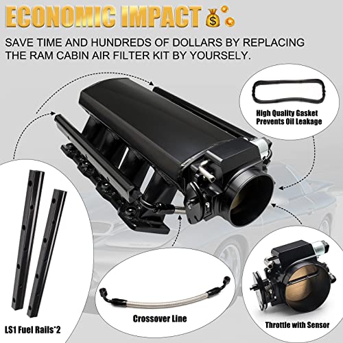 TEMSONE 92MM Intake Manifold Sheet Metal Fabricated EFI with Fuel Rails and Throttle Body & Throttle Position Sensors TPS IAC Compatible with Chevrolet GMC Pontiac LS LS1 LS2 LS6 Black - Image 5