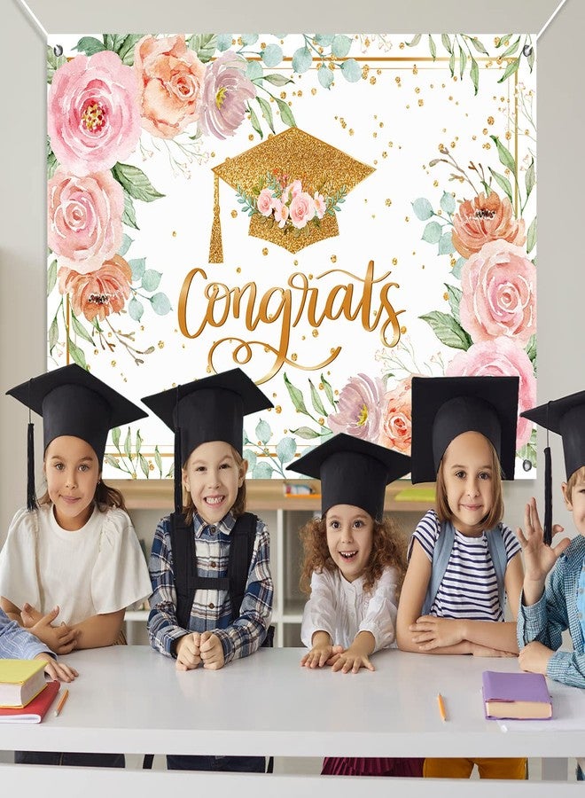 Haimimall Pink Graduation Backdrop Class of 2024 Rose Gold Banner Floral Congrats Grad Decorations Large 59 * 39" Graduation Pink Gold Dots Background for Outdoor Indoor Graduation Party Decorations Supplies - Image 5