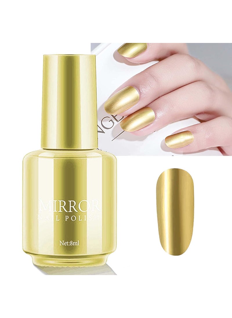 U-Shinein Mirror Glitter Nail Polish - Golden & Platinum Shades, Sparkle Style for DIY & Professional Nail Art 