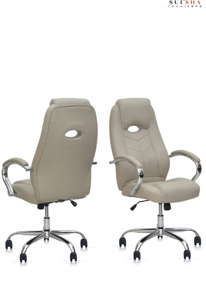 SULSHA Executive Chair, Ergonomic Office Chair , Computer Desk Chair, PU Leather, Steel Structure, Smooth lumbar support with adjustable Height Desk Chair Super Comfortable Adjustable Wide Seat - Image 3