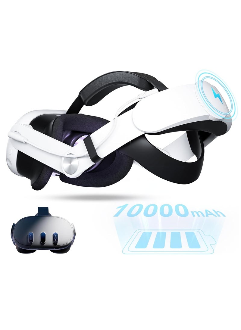 Generic Head Strap with Battery for Oculus Quest 3, 10000mAh Battery Pack Extend 4H Playtime, Fast Charging VR Power, Adjustable Elite Strap Replacement Accessories for Oculus/Meta Quest 3  - Image 1