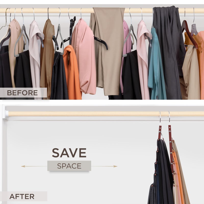MORALVE Pants Hangers Space Saving - European Beechwood Scarf and Jean Hangers - Closet Organizer and Space Saver Pant Rack, Leggings Hanger, and Scarf Holder with 360Â° Swivel Hook (1 Pack) - Image 3