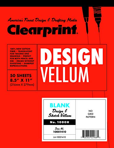 Clearprint 8-1/2" x 11" 1000H Design Vellum Pad, 16 lb., 100% Cotton, 50 Sheets, 1 Each - Image 4