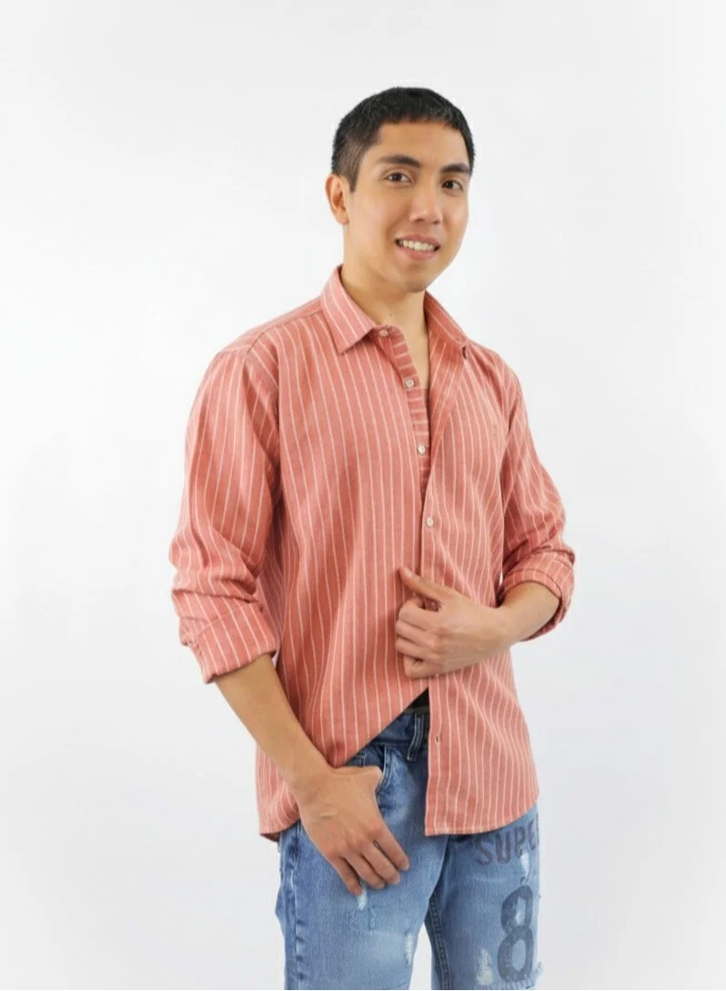 Levantino Men's Striped Slim Fit Long Sleeve Shirt